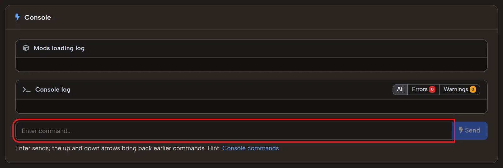 Run 7 Days to Die console commands in the server web console