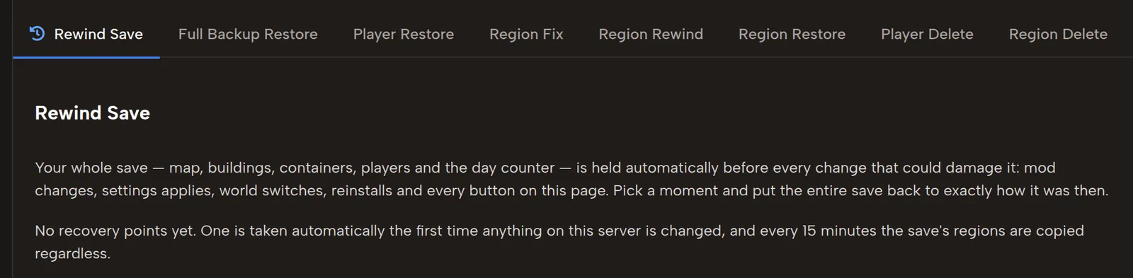 7 Days to Die server backup restore, player restore and region restore tool
