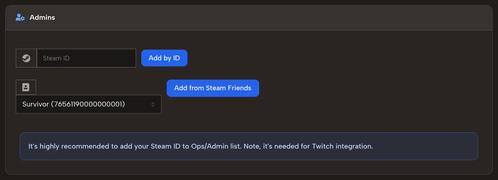 Add a 7 Days to Die server admin by Steam ID (serveradmin.xml)