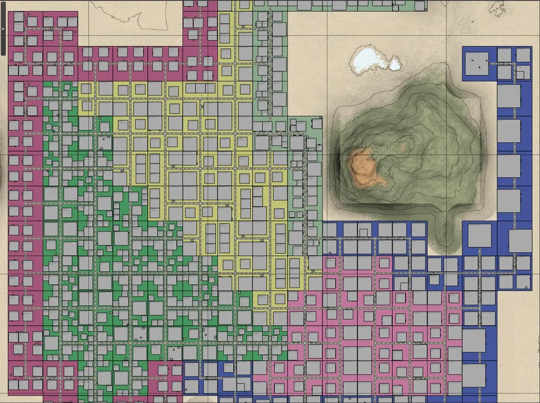 Teragon district and tile layout for a 7 Days to Die city
